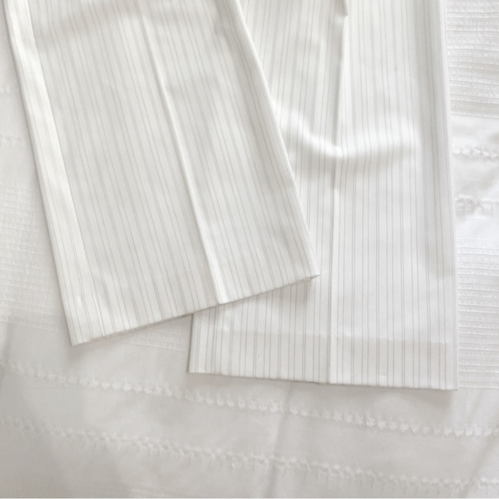 SISLEY WHITE GREY STRIPED STRAIGHT LEG MID RISE FORMAL TROUSER PANTS - S - Picture 8 of 10